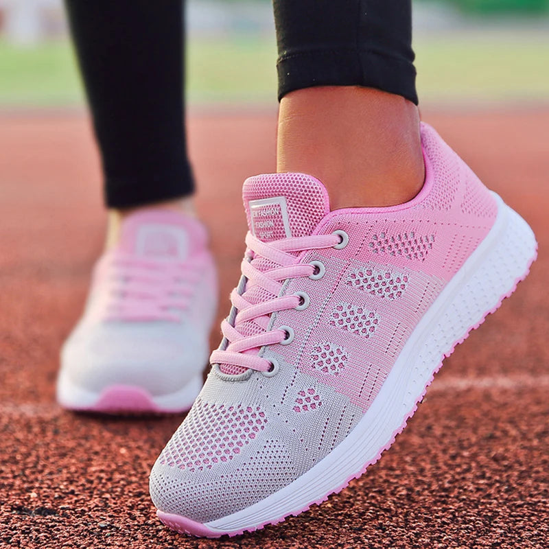 Mote Damesneaker Nettingstoff Netting Pustende Sneakers Dame Fritidssko Snøring Damesneakers Tenis Feminino