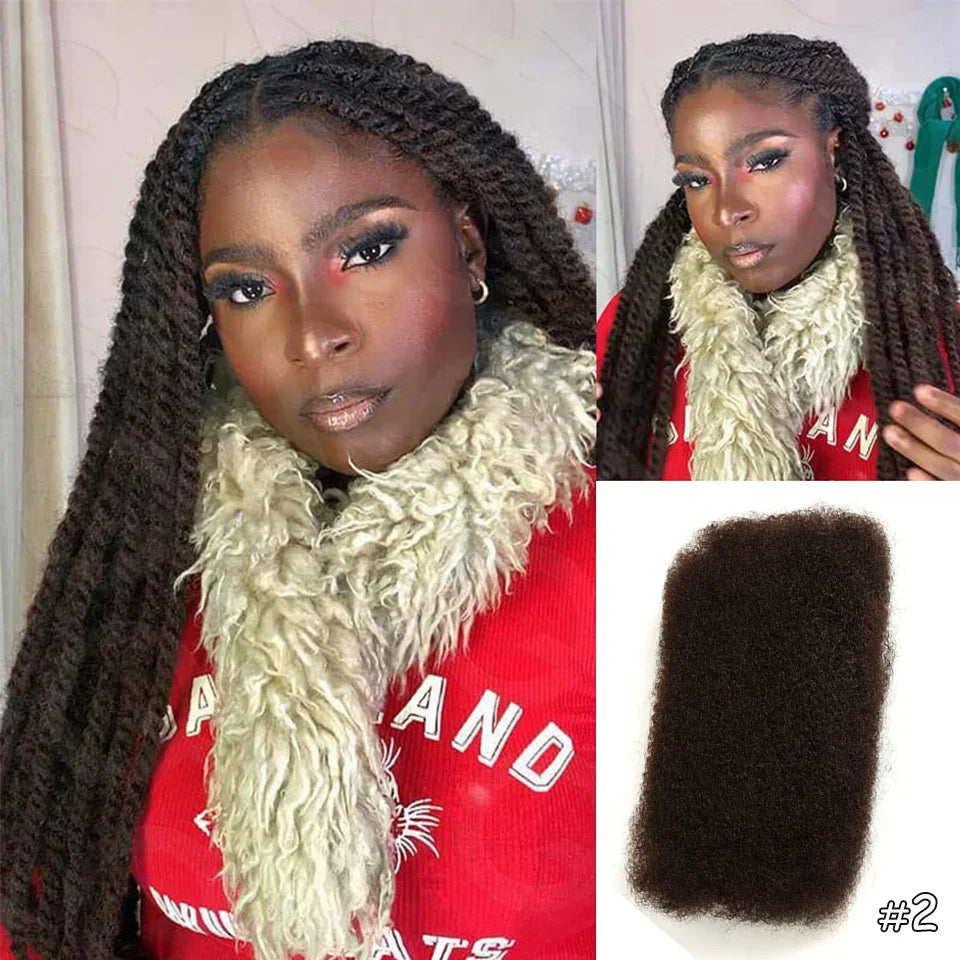 Cabello humano Afro Kinky asequible a granel para rastas Calidad Kinkys Cabello para reparación de rastas, trenzas retorcidas a granel para extensiones