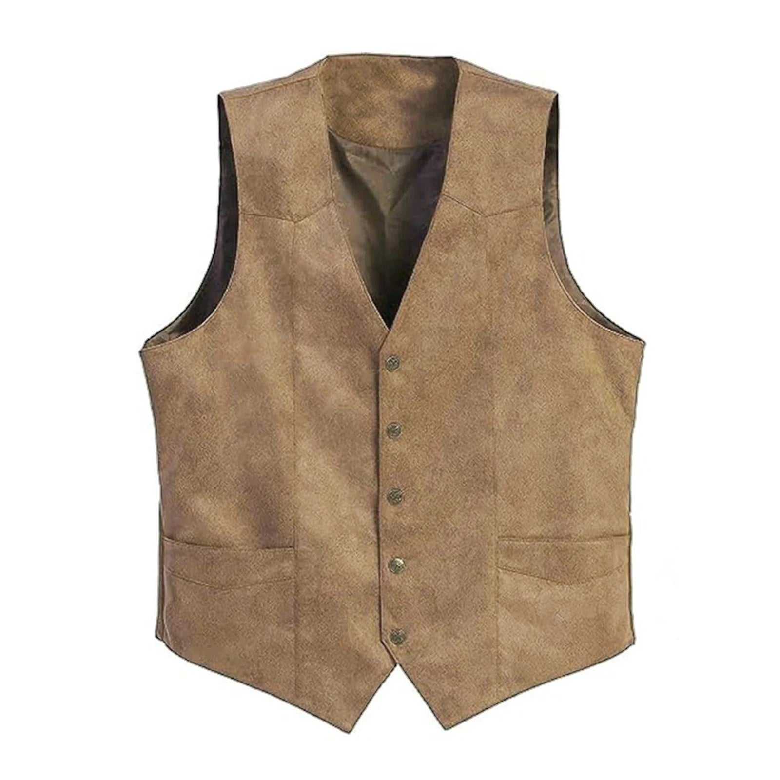 Chaleco Vintage para Hombre de un Solo Botón sin Mangas con Dobladillo Curvo Ropa Exterior Masculina