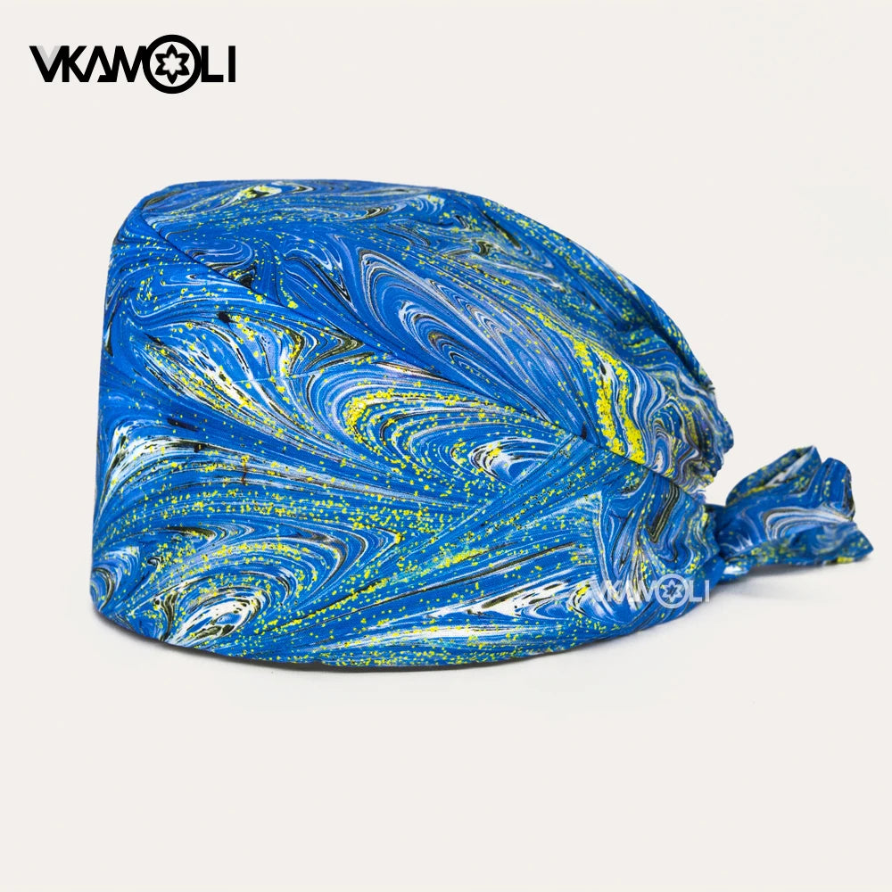 Gorros de enfermería de moda ajustables de algodón con estampado de flores Sombreros ajustables de alta calidad que absorben el sudor Gorro elástico multicolor