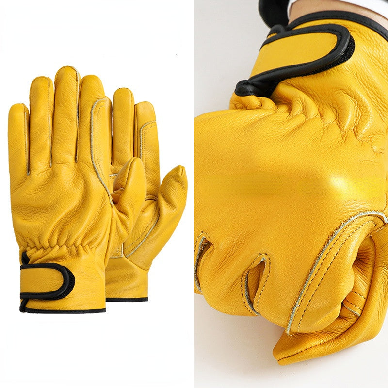 Guantes de trabajo Cuero de vaca Trabajadores Soldadura Protección de seguridad Jardinería Deportes Motocicleta Conductor Guantes resistentes al desgaste