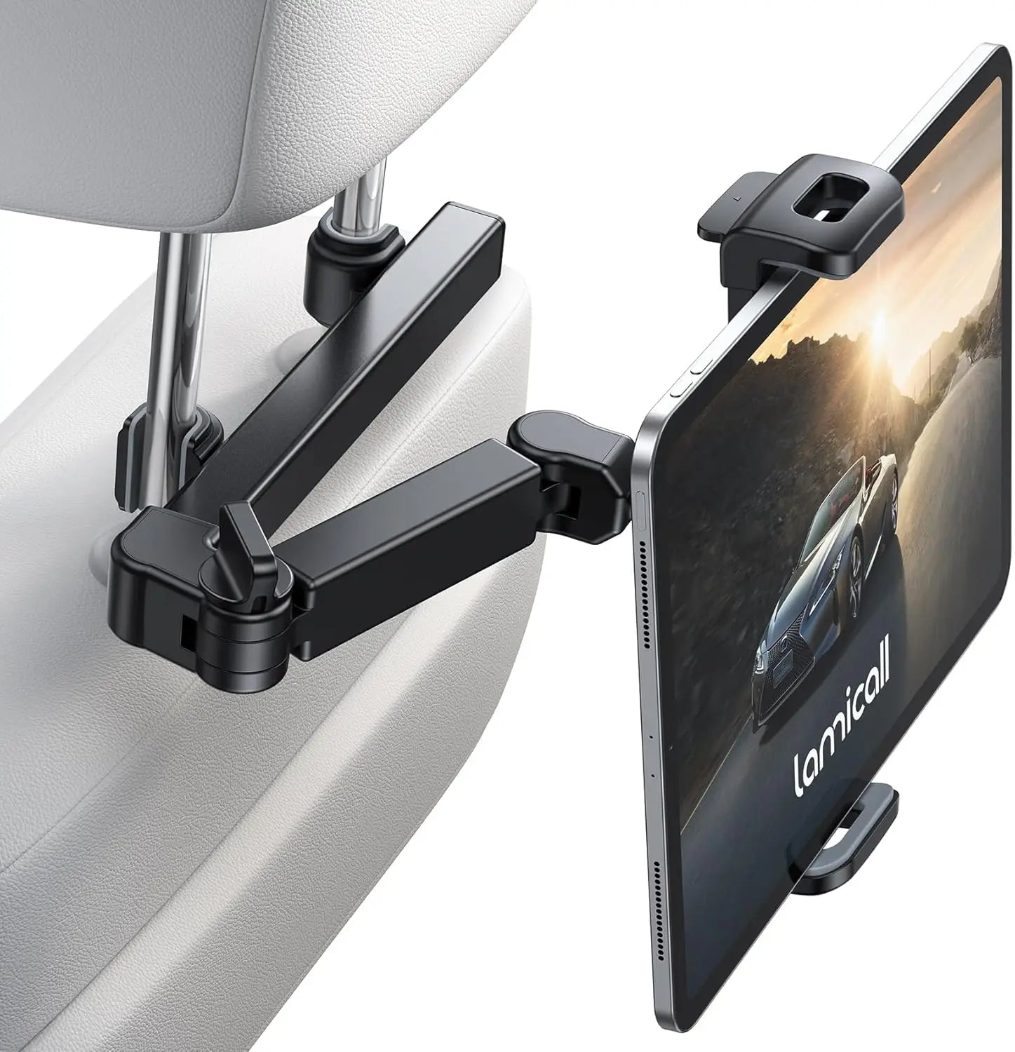 Adjustable Car Headrest Tablet Holder with Extension Arm for 4.7-11" Devices, Ideal for Kids Road Trips