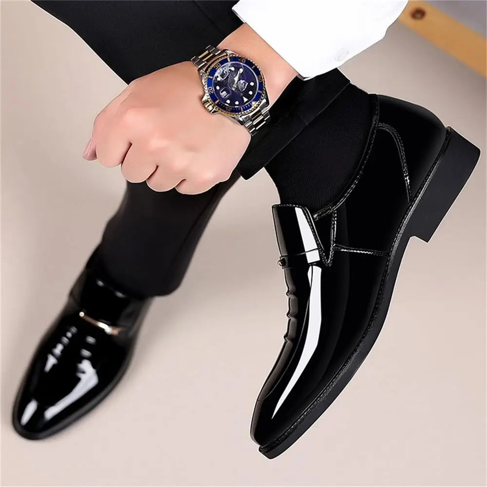 Zapatos de vestir para hombre, formales, de negocios, estilo Oxford, charol de alto brillo, mocasines sin cordones, cómodos, casuales, náuticos para conducir, para hombres