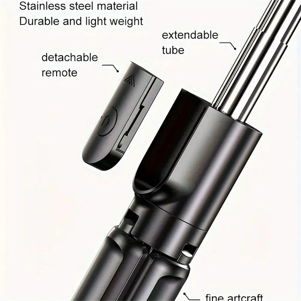 BSLIUFANG Selfie-stang stativ uttrekkbar trådløs Bluetooth-fjernkontroll bærbar smarttelefon stativfeste for iOS Android-telefon