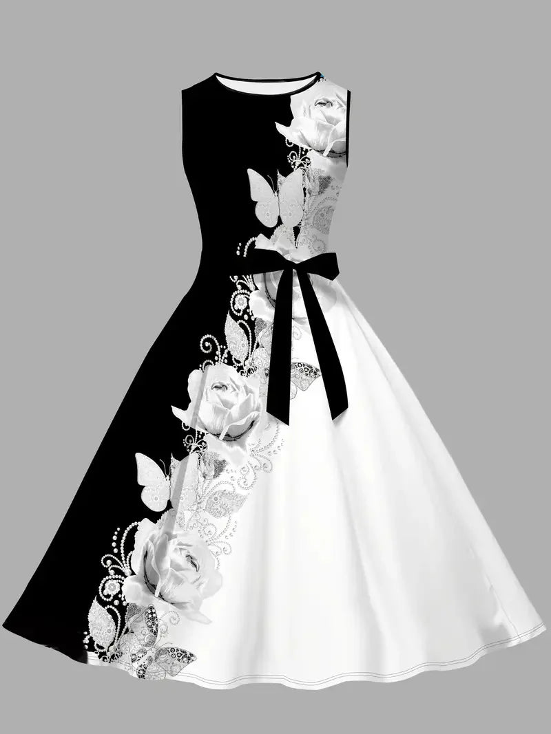 Vestido Midi con Estampado Floral 3D para Mujer – Elegante, de Inspiración Francesa y Perfecto para el Verano