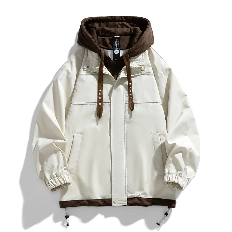 Chaqueta fina para hombre con capucha, juvenil, otoño e invierno, nuevo estilo popular, combinación de colores, uniforme de béisbol de alta gama, con capucha, casual