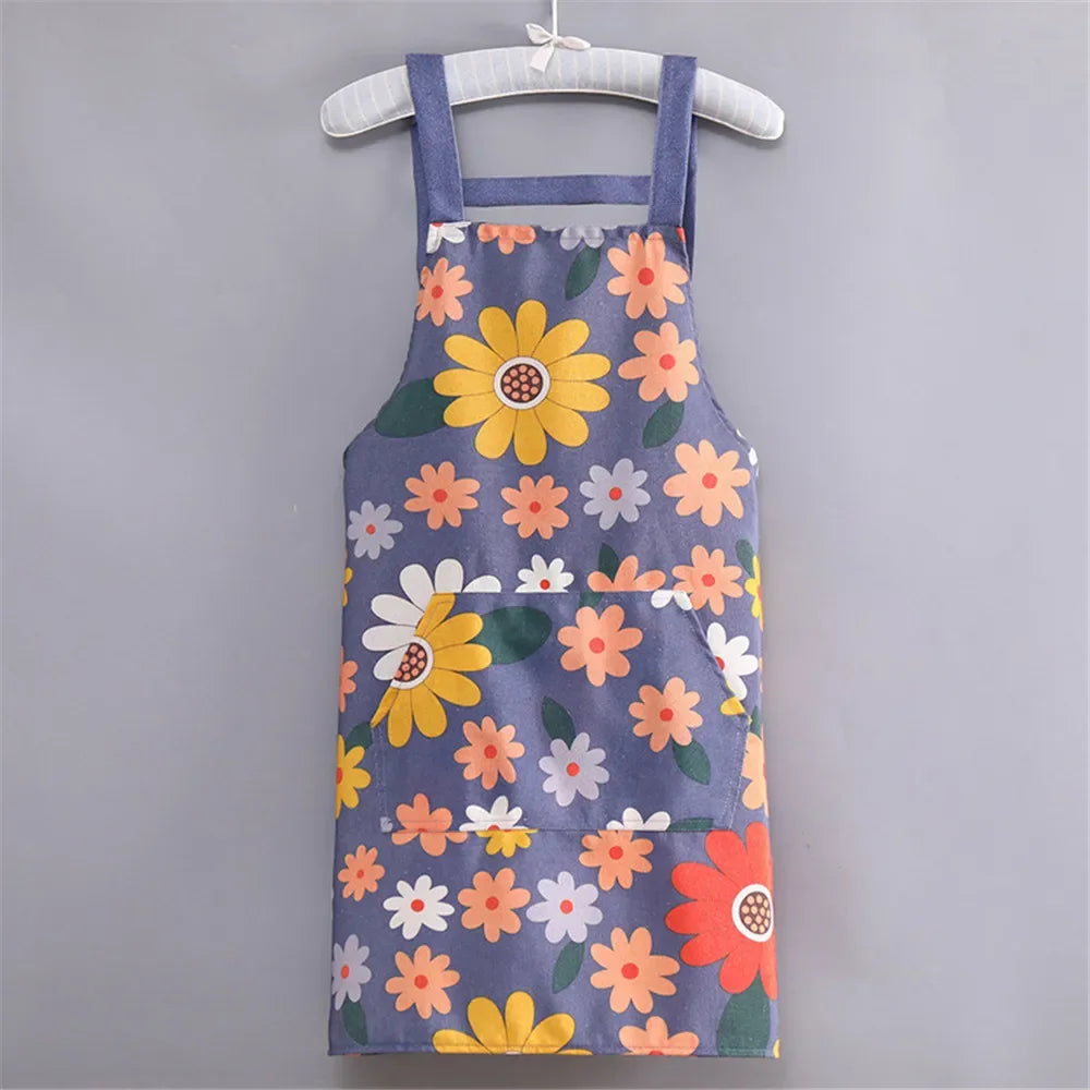 1 ud. Delantal de moda de tela de algodón, impermeable, engrosado, resistente a la suciedad, delantal de cocina y ropa de trabajo para el hogar, ropa de trabajo de jardinería