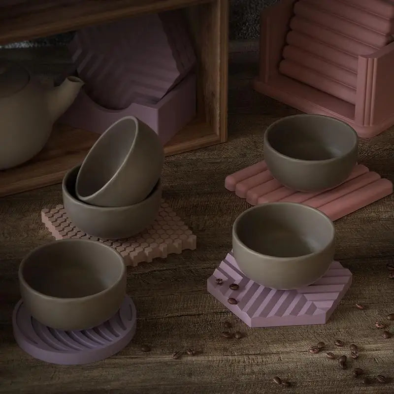 Moules en silicone pour dessous de verre, rayures carrées, pour tasse à thé, plateau, moule en silicone, résine époxy, artisanat fait main, moulage, décoration d'intérieur