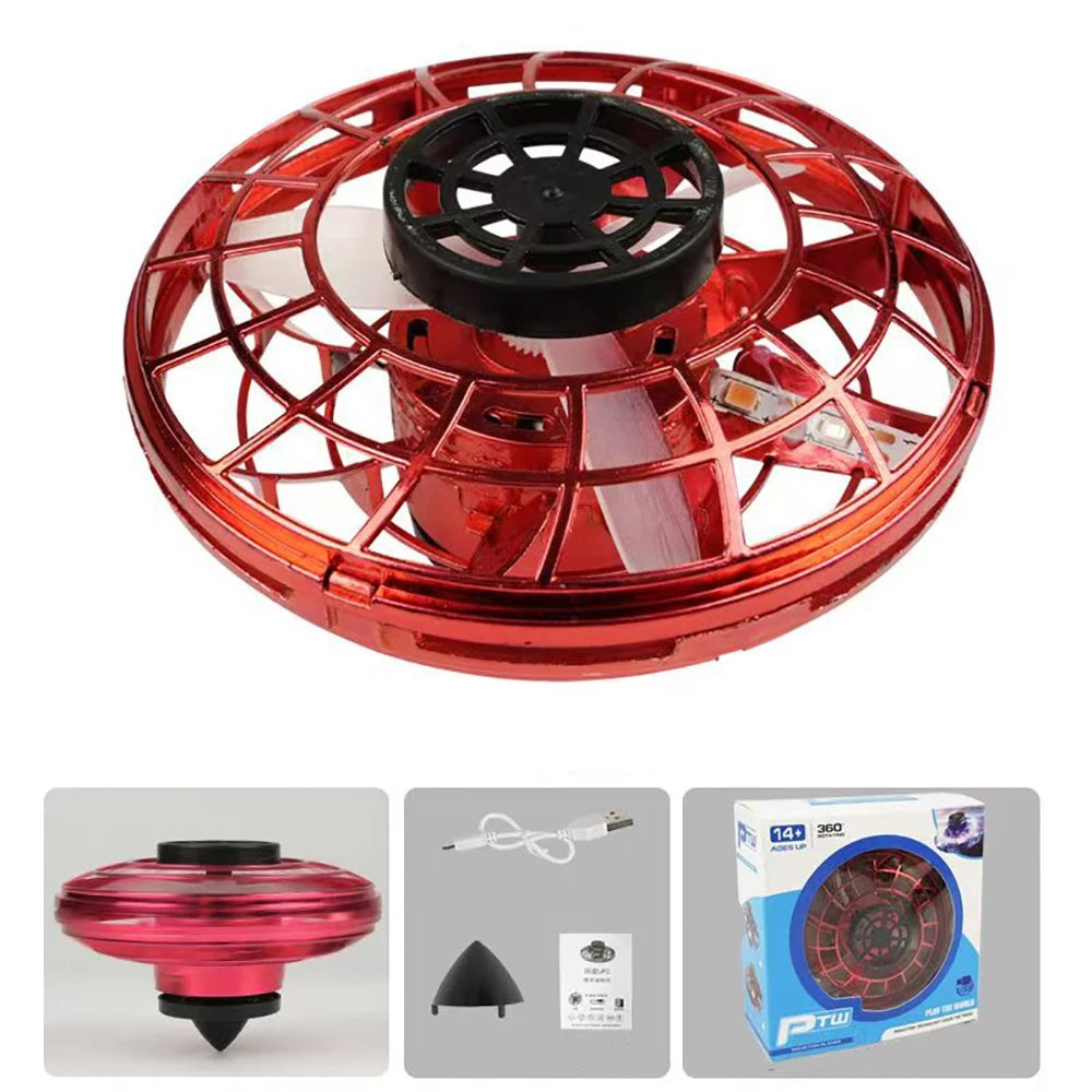 1 unidad Adolescente Volador Girador OVNI Bumerán Mini Dron Magia Levitación Luminoso Giroscopio Inducción Juguetes de Descompresión