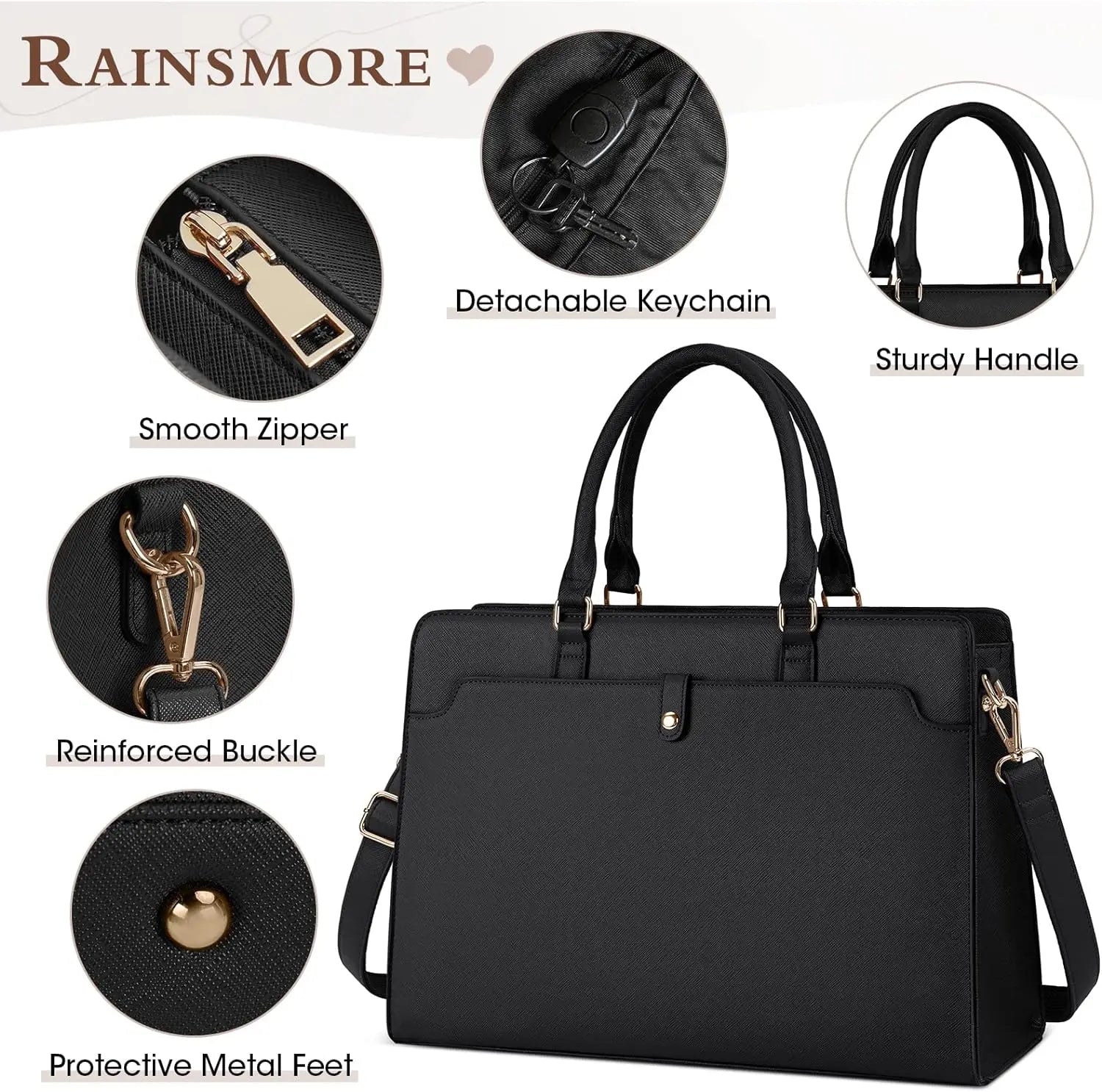 Large Capacity Laptop Bag for Women 15.6 Inch Laptop Tote Bag Leather Work Bag Waterproof Briefcase Business Office Computer Bag