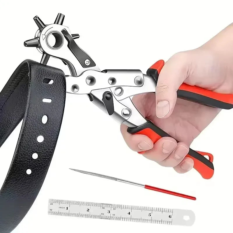Perforadora de cuero Herramientas de cuero Multifuncional Perforadora de cinturones de acero al carbono ordinario Herramienta de perforación Perforadora de agujeros para cinturones Herramienta de artesanía
