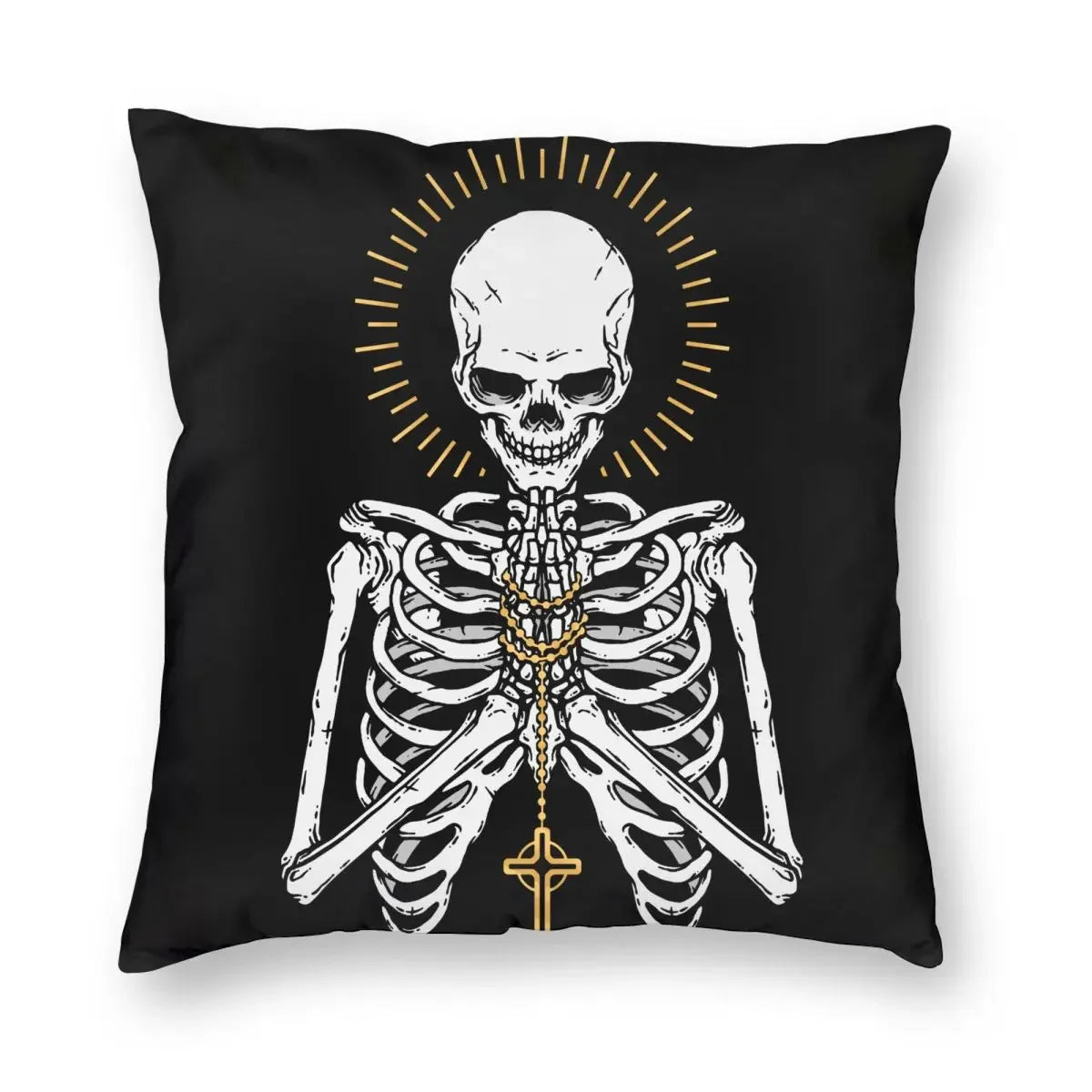 Pray For Death Skull Pillowcase Soft Fabric Cushion Cover Decorations Scary Halloween Pillow Case Cover Home Square Xcm