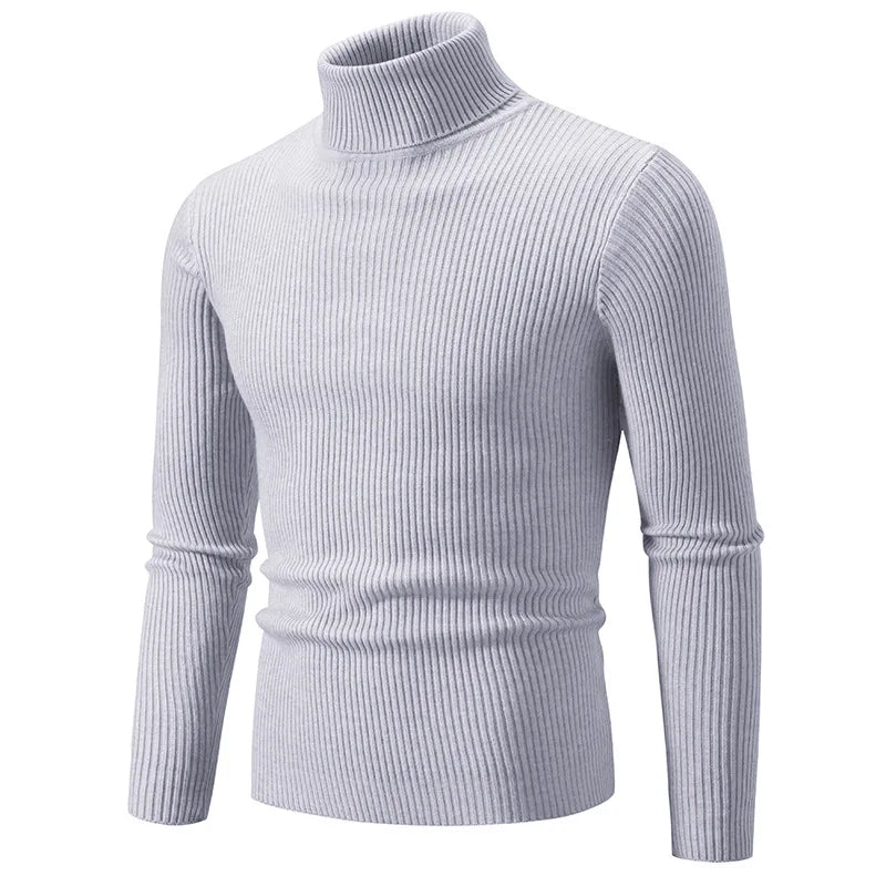 Men Pullovers Tops Turtleneck Sweaters Solid Knitted Full Sleeve Casual Regular Top Knit Thick Splice Slim Fit Autumn Winter