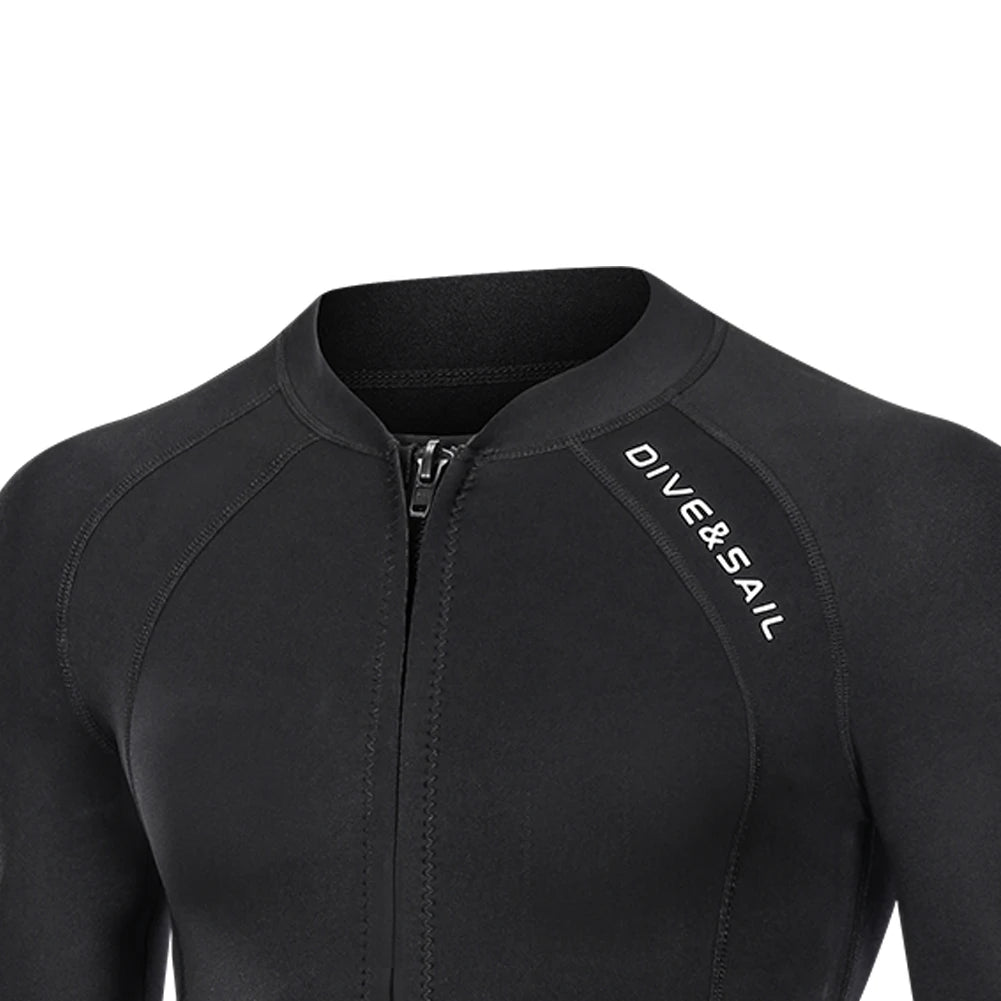 Traje de neopreno de 2 mm para mujer, con cremallera, chaqueta de buceo de manga larga, abrigo de esnórquel, chaqueta de surf para mujer, ropa de baño térmica, equipo