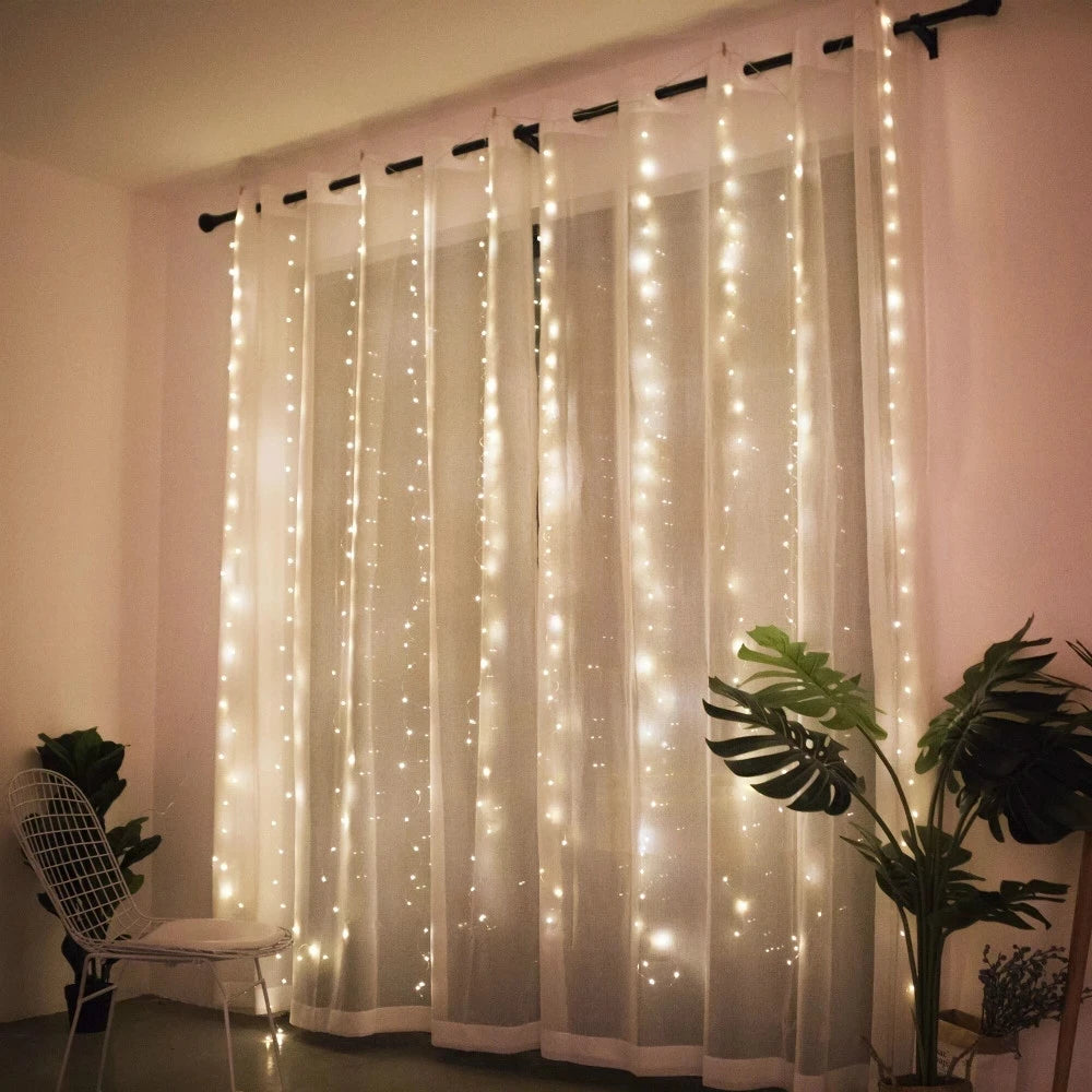 Cortina de luces navideñas, guirnalda, adornos de Feliz Navidad para el hogar, adornos navideños, regalos de Navidad, decoración de Año Nuevo