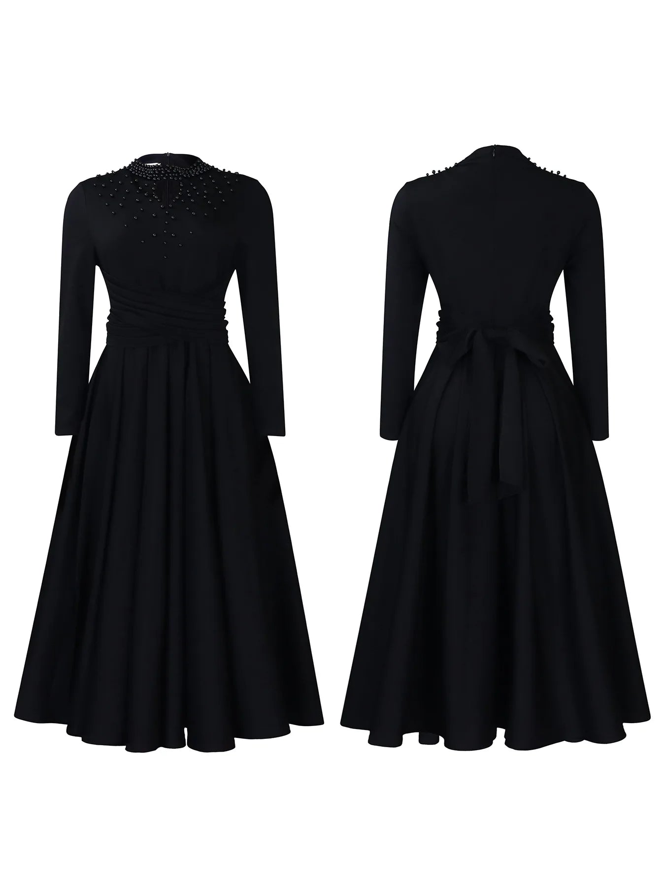 Vestido Elegante Africano para Mujer, Vestidos de Noche con Cuello Alto y Cuentas a la Moda, Vestido Delgado de Temperamento para Mujer, Vestidos Casuales de Manga Larga