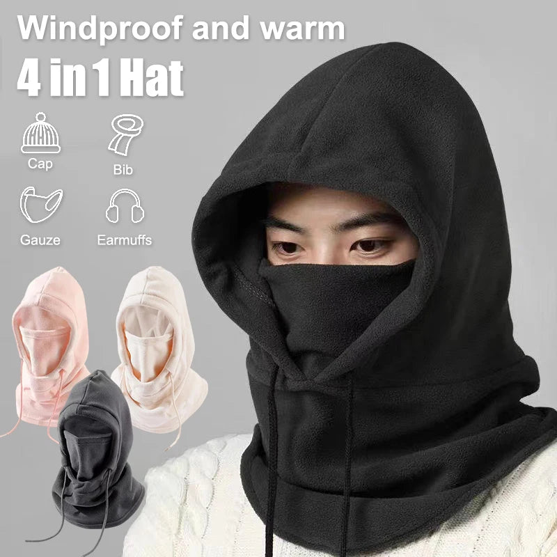 Gorro de invierno cálido con mascarilla y calentador de cuello 4 en 1, pasamontañas a prueba de viento para hombres y mujeres, protección contra el frío para ciclismo