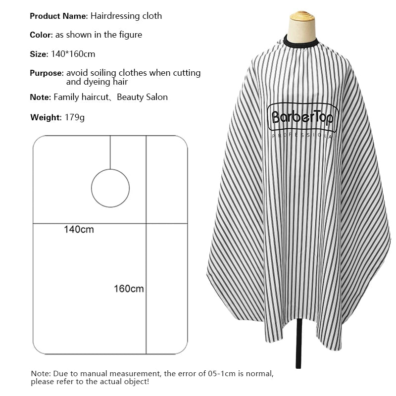 Delantales de peluquería para barbero, patrón de rayas, tela impermeable, barbería, no pegajoso, capas de peluquería, accesorios de salón.