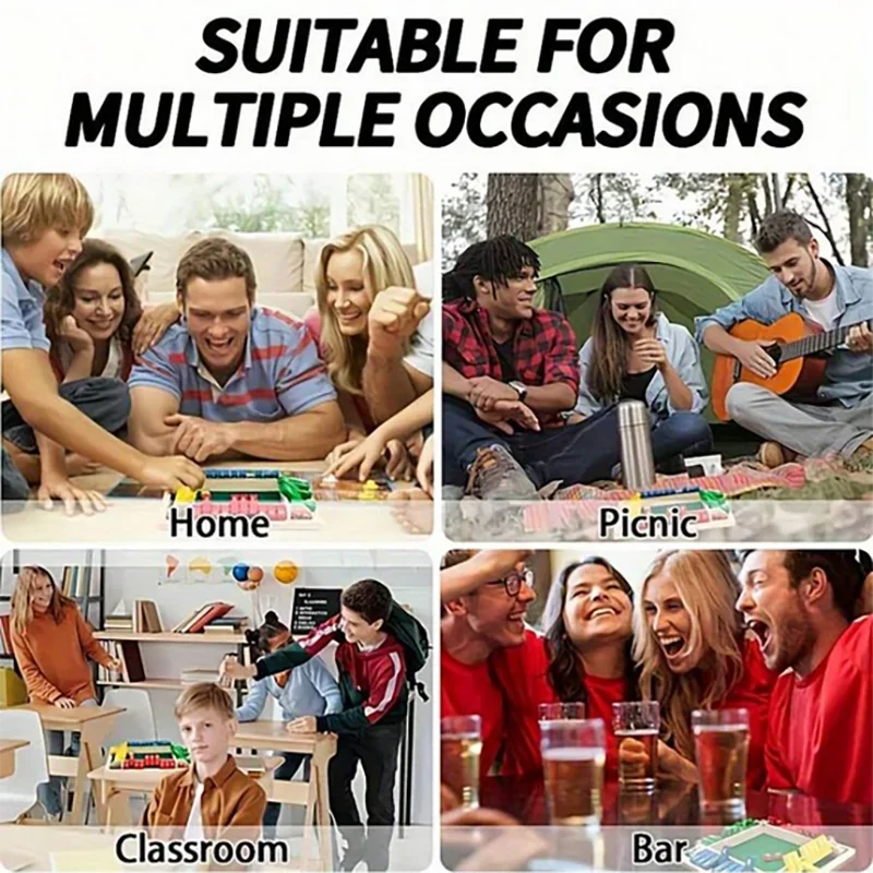 Jeu de société classique en bois à 4 faces avec 2 dés et instructions de fermeture, version classique sur table et jeu de société de pub