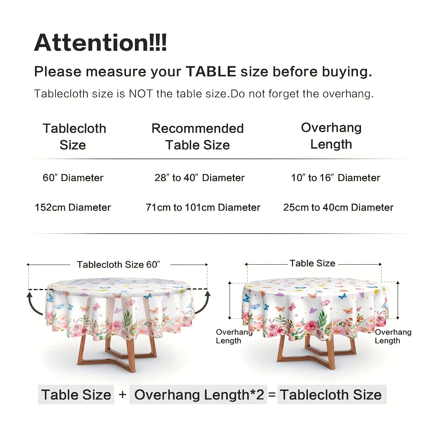 1pc Floral Round Tablecloth 152.4 Cm Farmhouse Rustic Tablecloth Spring Summer Tablecloth Boho Flowers Outdoor And Indoor Party