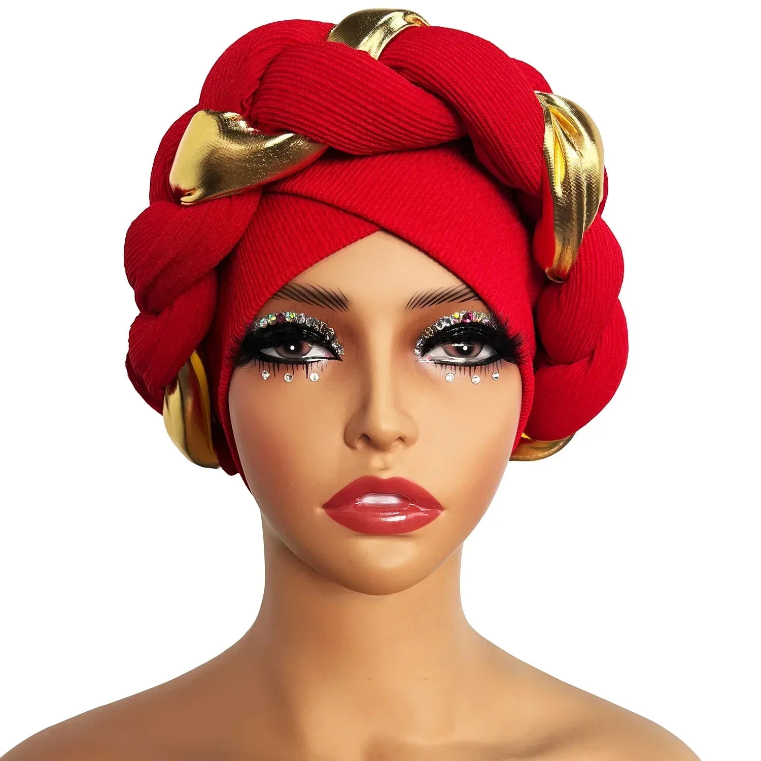 Moda Africana Turbante Africano Gorros Autogele Turbante para Mujer Envolturas de Cabeza Musulmanas Femeninas