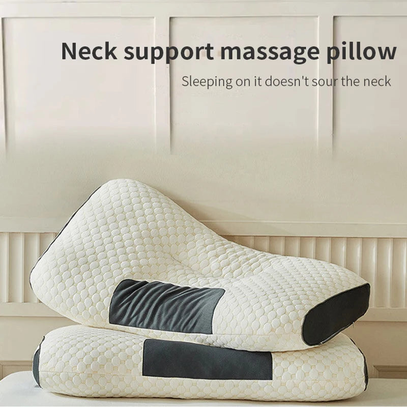 Almohada cervical para el cuello que ayuda a dormir y protege el cuello, almohada de masaje SPA ortopédica para el hogar de fibra de soja para dormir, novedad.