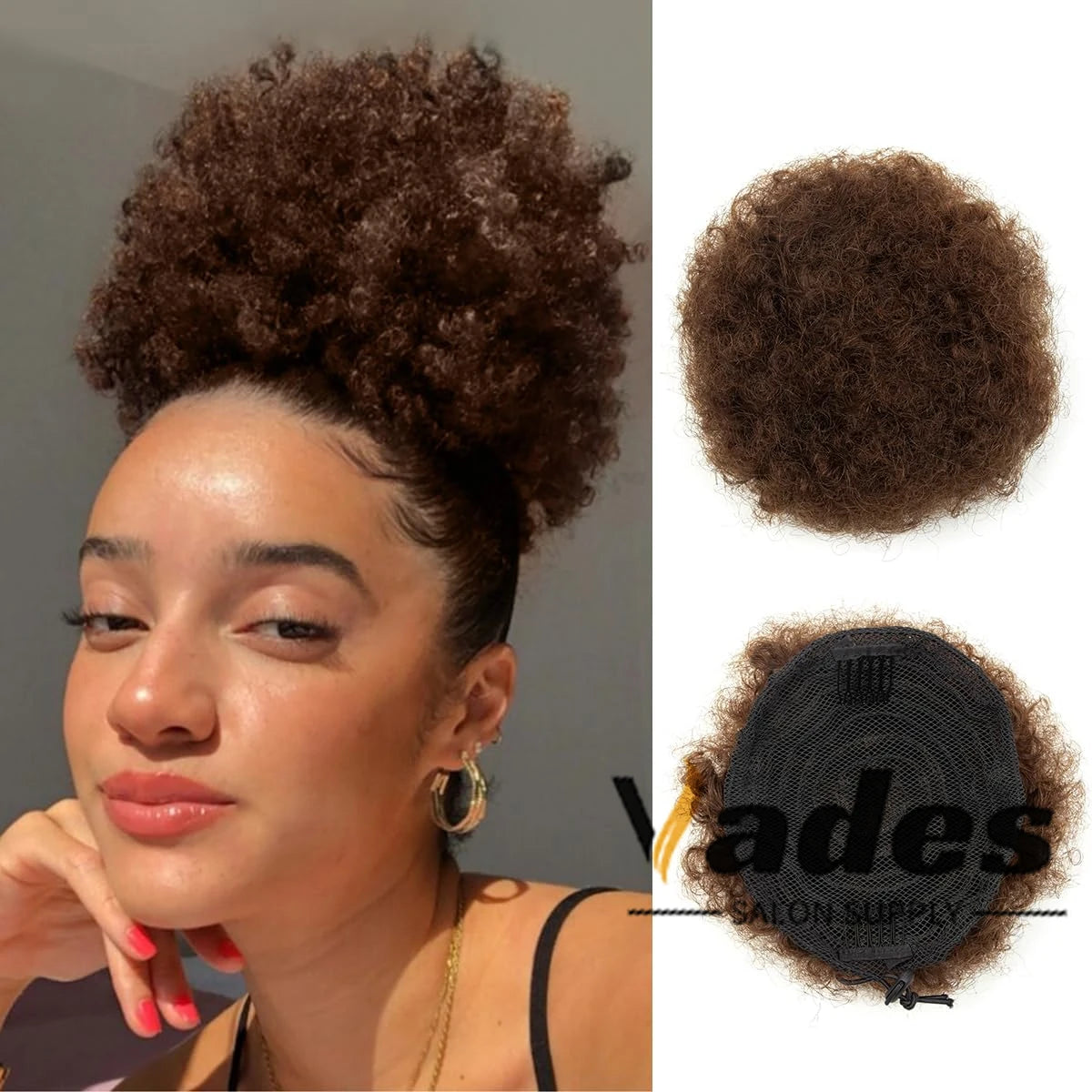 Queue de cheval en cheveux humains bouclés Afro Crépus Chignon à cordon de serrage Extensions de chignon haut à clipser pour femmes noires 4 6 8 pouces