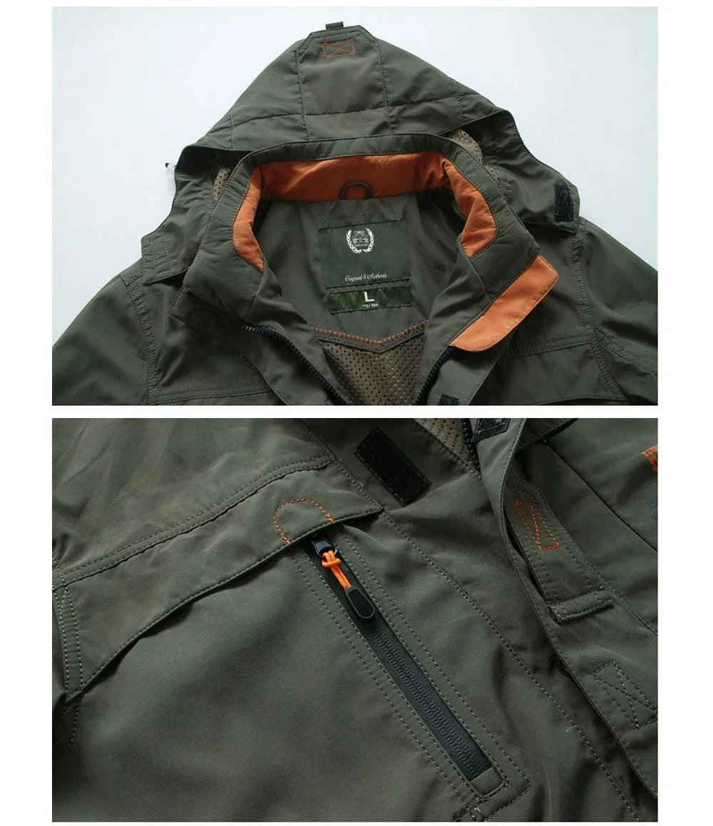 Ropa Hombre primavera otoño Chaquetas Casual Abrigos Senderismo Cortavientos Chaquetas con Capucha Moda Militar Cargo Bomber Chaquetas de Hombre