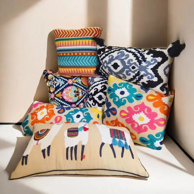 Marokkansk putetrekk Stue Sofadekor Håndlaget putetrekk Indisk eksotisk etnisk stil Boho broderi putetrekk