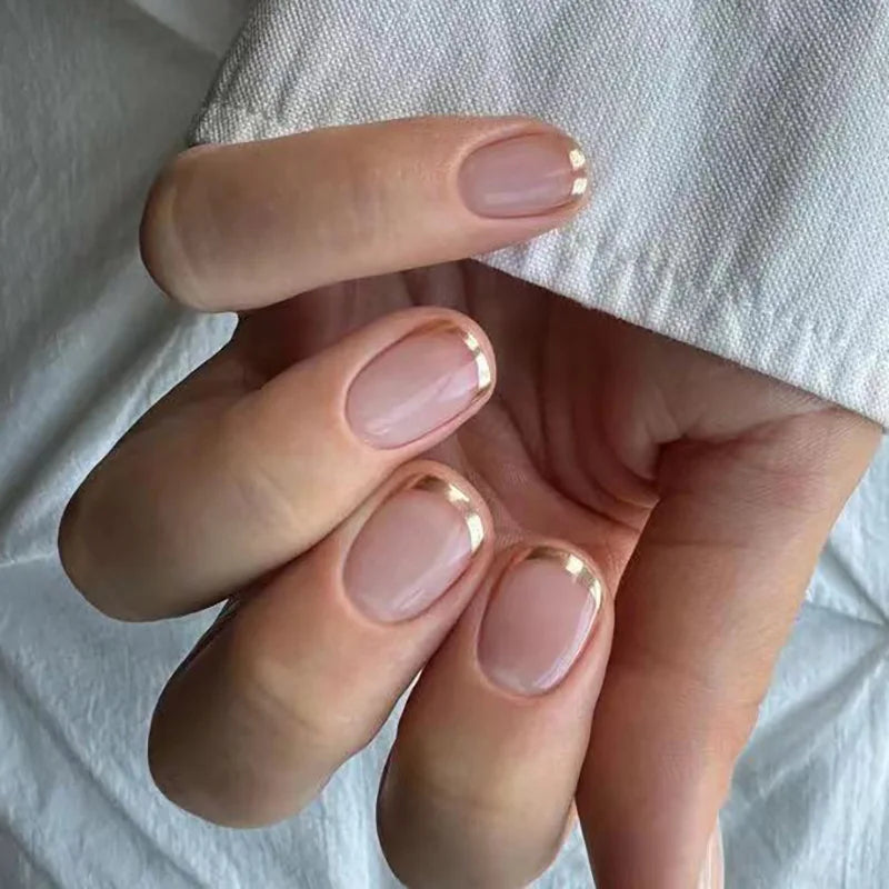 24 Uds uñas postizas de degradado blanco, cortas, cuadradas, bailarina, sencillas, de presión, usables, de color nude, puntas de manicura de cubierta completa