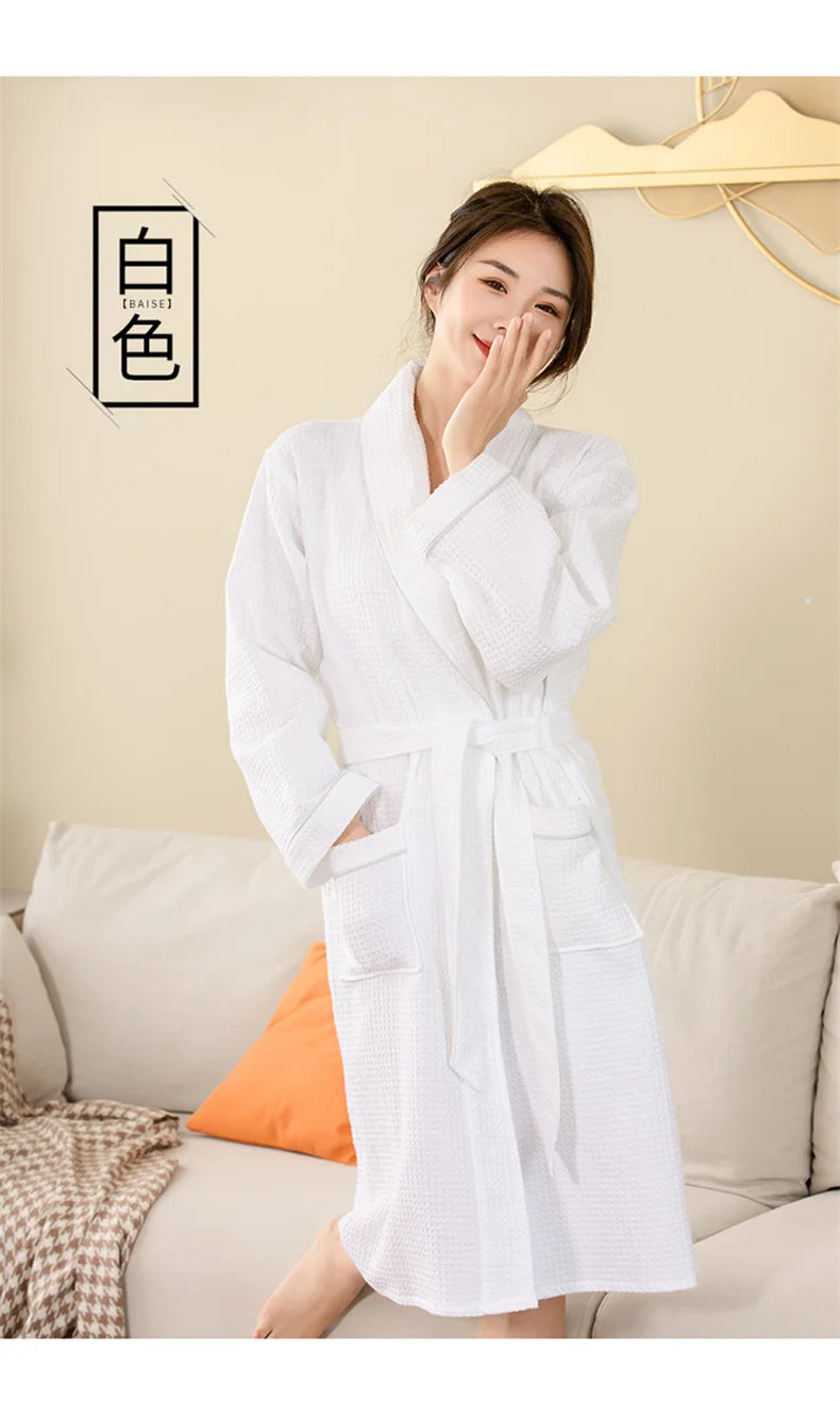 Top Quality Autumn Winter Bathrobes Couple Towel Terry Cotton Robe Men's Elegant Five-star Hotel Home Wear Bath RobeAbsorb Water