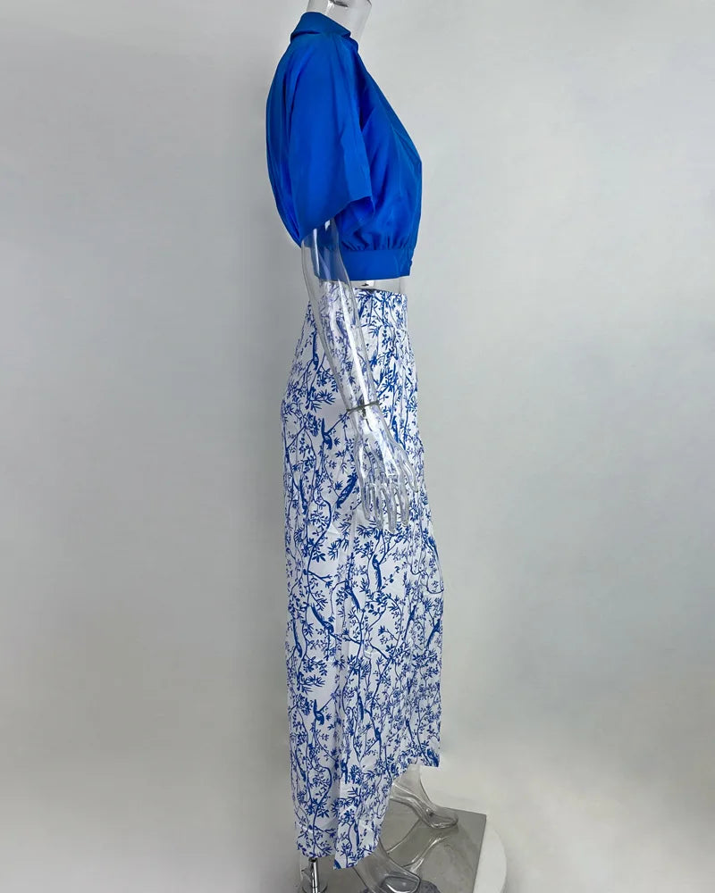 Women Bell Bottom Pants Sets Solid Color Half Sleeve V-neck Shirt Printed Top Wide Leg Pants Summer Fashion 2 Piece Set Clothing