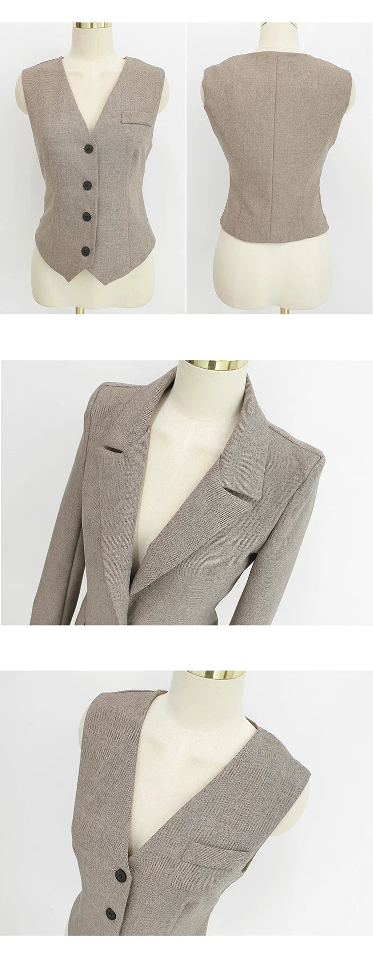 Mote Vår Høst Formelt 3-delt antrekk Dresser Dameklær Pendlerdress Topper Frakk Blazer Vest Lange Bukser Buksesett