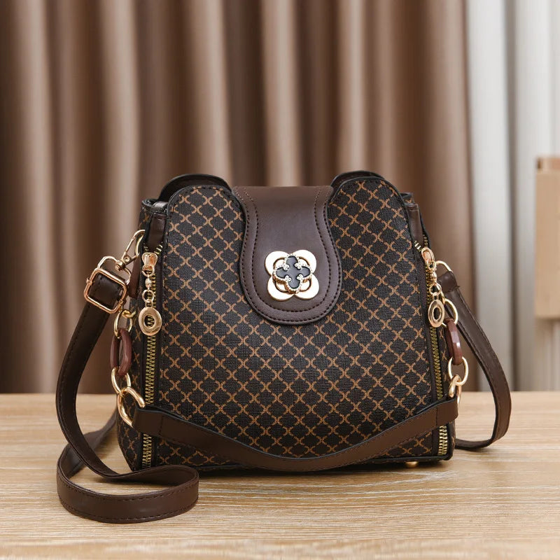 Bolso de hombro nuevo para mujer, bolso de diseñador de lujo para mujer, bolsos de mano de cuero con estampado de monograma, bolso de hombro único