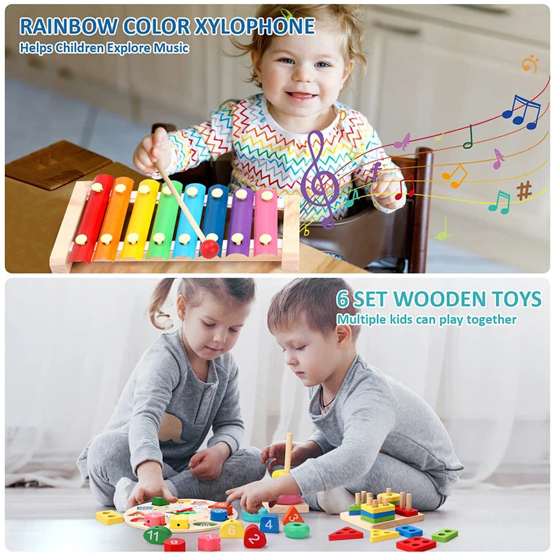 Montessori Bebé Juguetes Niños Rompecabezas 3D Madera Juegos Bebé Aprendizaje Temprano Juguetes Educativos Madera Para Niños Regalos Cumpleaños