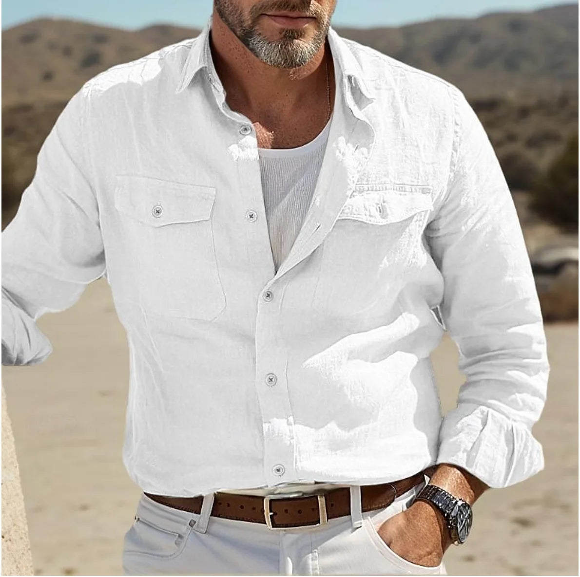 Camisas de hombre Camisas para hombre Camisa de hombre Camisa de lino Camisas Camisa de lino de hombre Camisa de hombre Hombre de negocios Camisas de mezclilla de caballero
