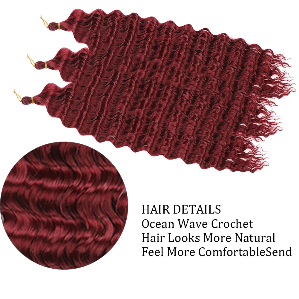 Cheveux au crochet Deep Wave, Tresse synthétique Passion Twist, Extension de cheveux bouclés afro, Tresse Water Wave Deep Twist, Cheveux Ocean Wave
