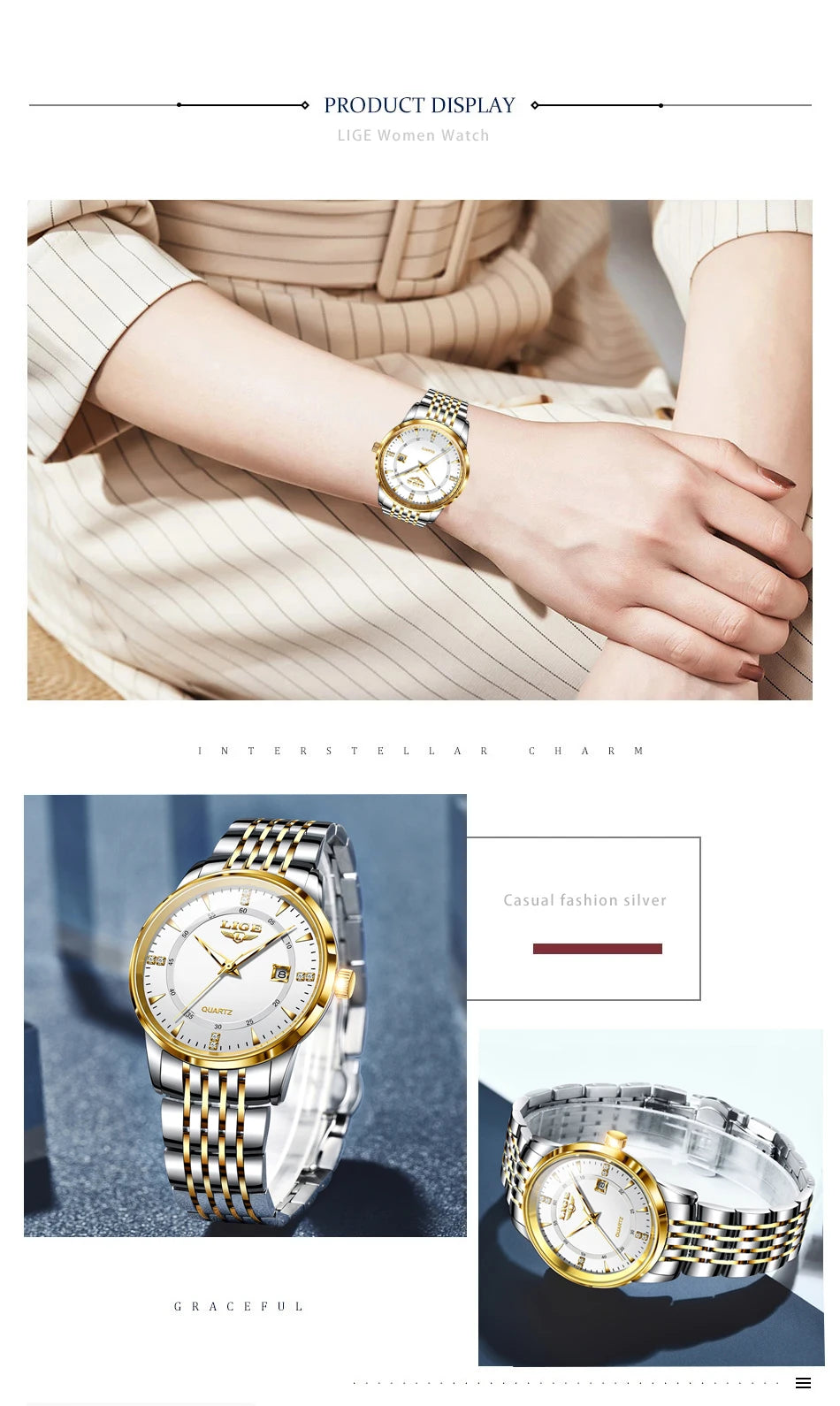 LIGE Nuevos Relojes Impermeables de Mujer Moda Reloj de Pulsera para Mujer Reloj de Cuarzo de Lujo de Marca Superior con Fecha para Mujer Relogio Feminino