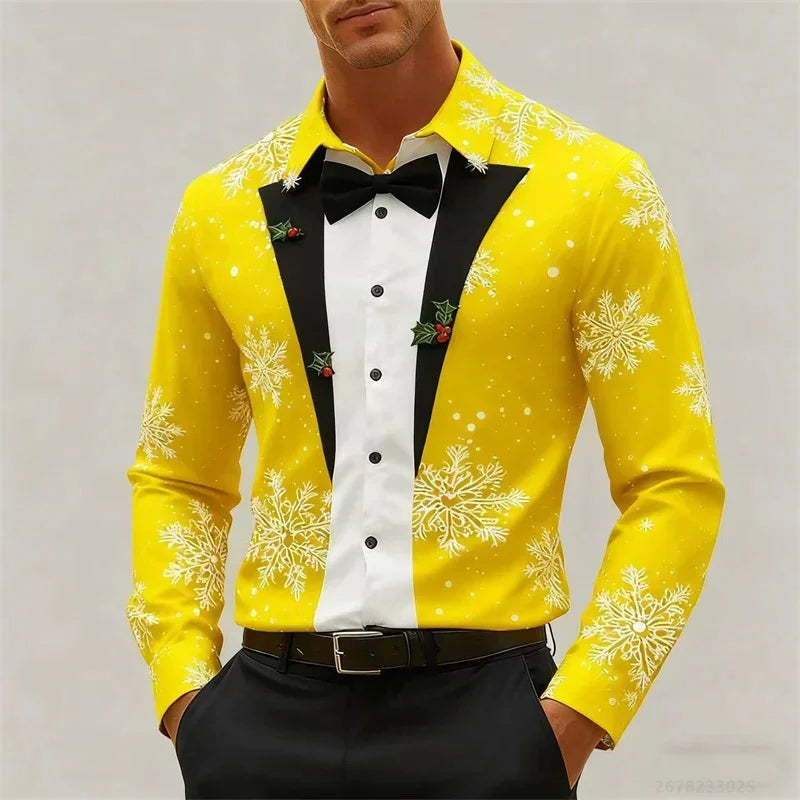 Camisa 3D de Navidad para Hombre – Festiva, Elegante y Lista para la Fiesta