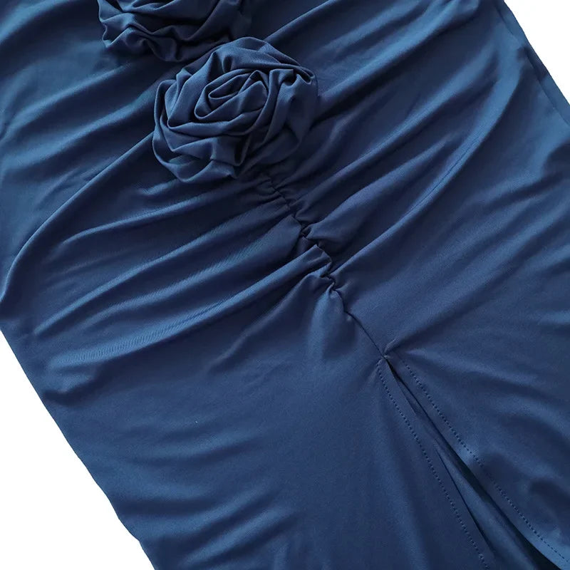 Nueva Falda de Verano para Mujer Ropa de Calle Faldas Sólidas Apliques Sexy Abertura Delgada Elegante Fiesta Femenina Recta Faldas de Cintura Alta
