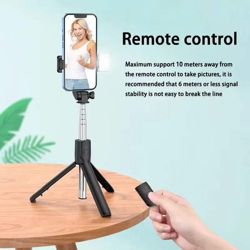 FANGTUOSI Selfiestang Stativ Uttrekkbar Trådløs Bluetooth Fjernkontroll Bærbar Smarttelefon Stativfeste For iOS Android Telefon