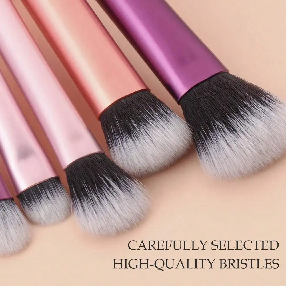 Set de 10 mini brochas de maquillaje para principiantes, brochas para base y corrector de ojos, brochas cosméticas de viaje con estuche portátil