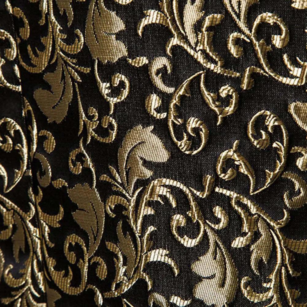 Chaqueta de hombre de lujo con jacquard, un botón, corte ajustado, cuello vuelto, de alta calidad, para bodas y banquetes