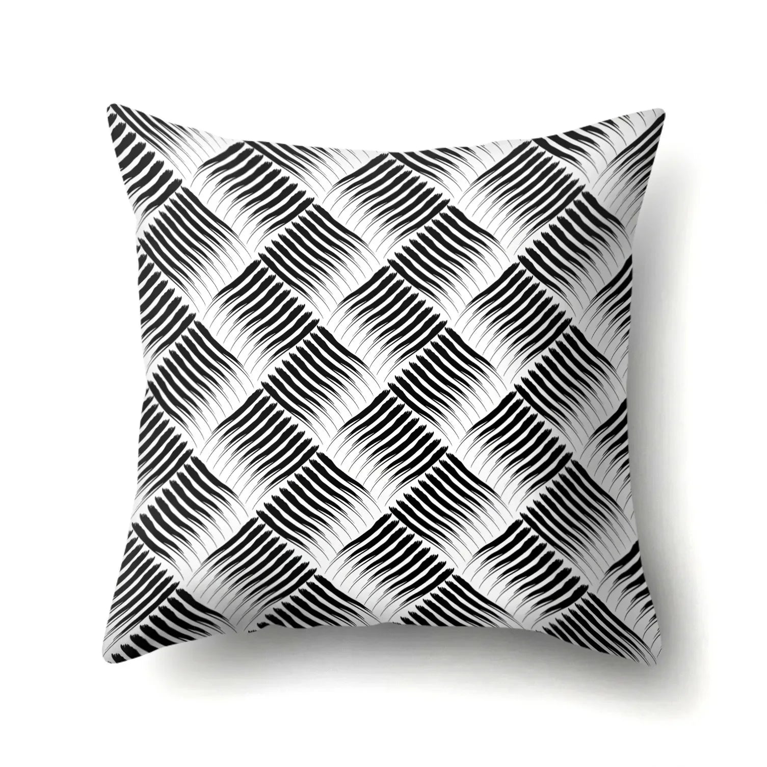 Funda de Almohada Abstracta Retorcida en Blanco y Negro Funda de Almohada Geométrica de Moda para Sofá de Sala de Estar o Dormitorio