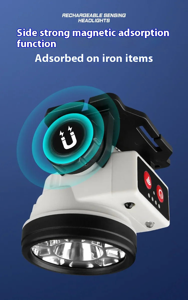 Lampe frontale LED rechargeable haute puissance ultra-lumineuse, lampe torche d'extérieur à charge d'urgence haute luminosité, lampe de pêche