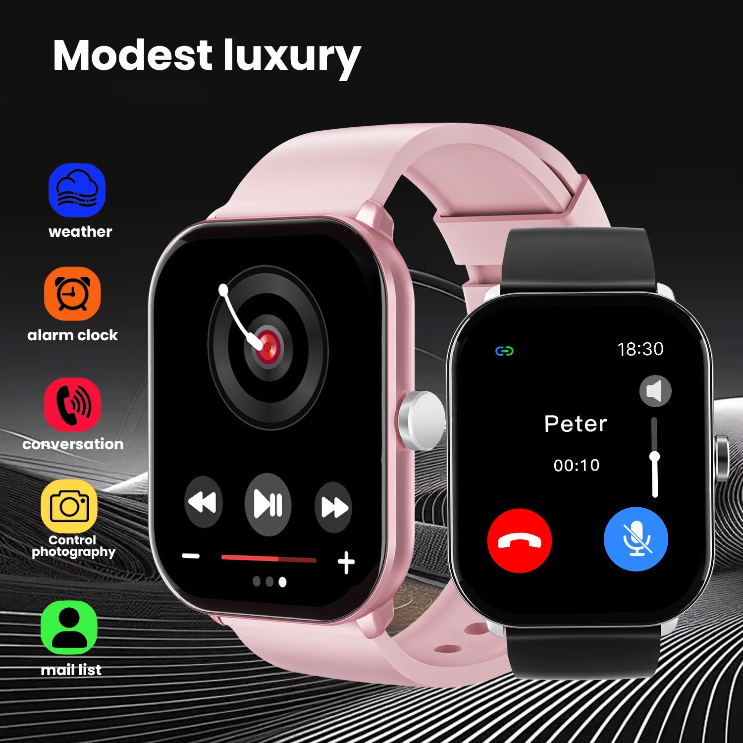 Reloj inteligente con pantalla grande de 2.01 pulgadas, cámara a prueba de agua, múltiples modos deportivos, llamadas Bluetooth, para hombres y mujeres, Smartwatch para Xiaomi