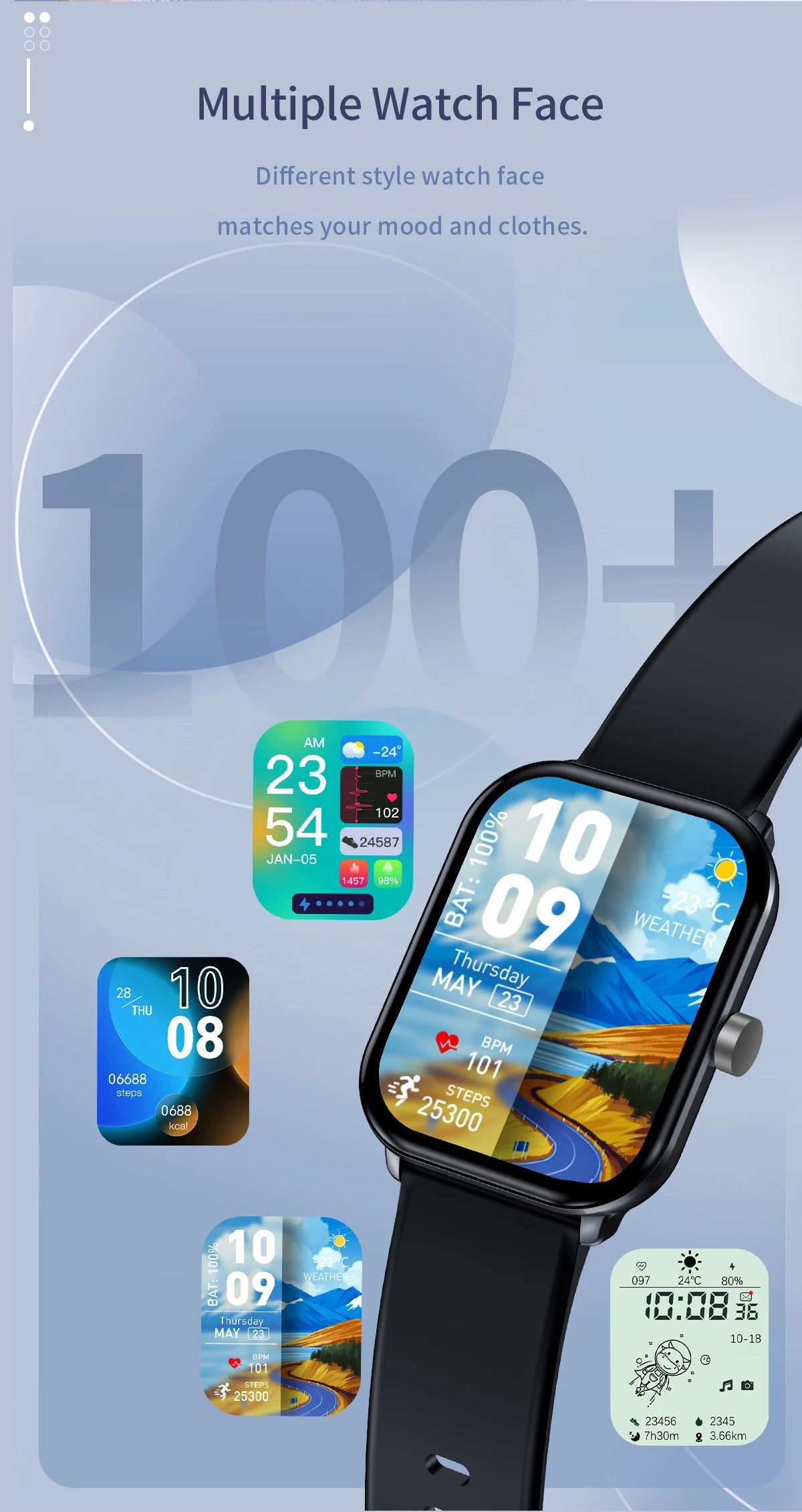 Reloj inteligente con pantalla grande de 2.01 pulgadas, cámara a prueba de agua, múltiples modos deportivos, llamadas Bluetooth, para hombres y mujeres, Smartwatch para Xiaomi