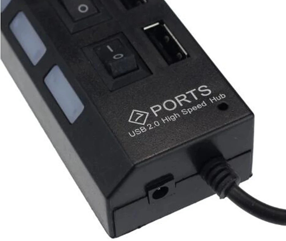 HUB USB de 7 puertos con interruptor USB, adaptador divisor USB de alta velocidad, HUB múltiple USB2.0 con interruptor de encendido/apagado para computadora portátil