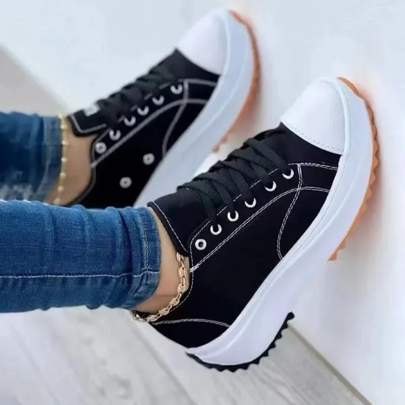 Women's New Casual Single Shoes for Women Autumn Summer Round Head Canvas Solid Color Low Top Large Size Women's Shoes