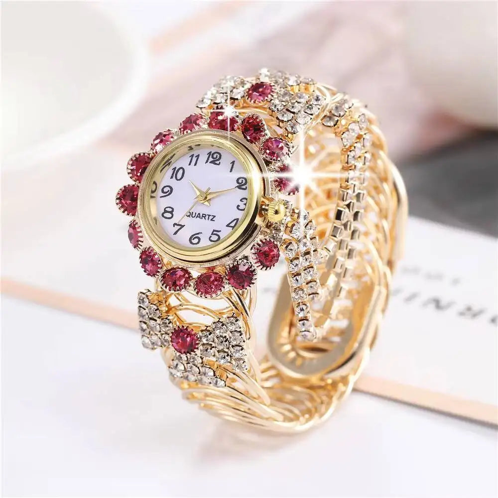 Luxury Rhinestone Women Quartz Watch Fashion Adjustable Bangle Ladies Wristwatch Reloj Mujer